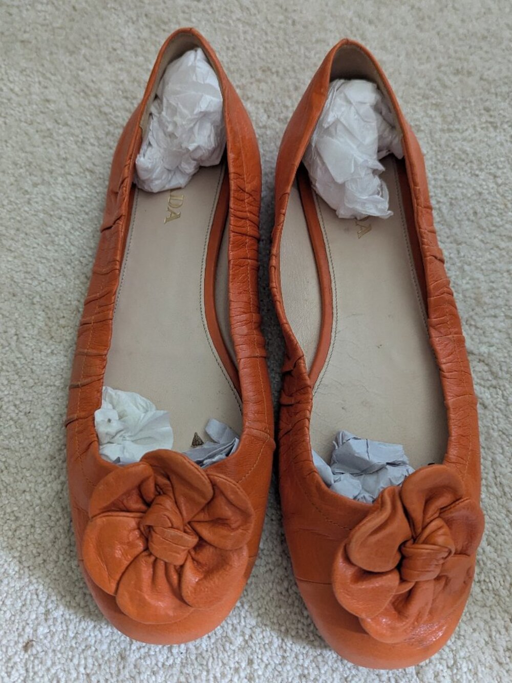 Prada ballet flats with flower